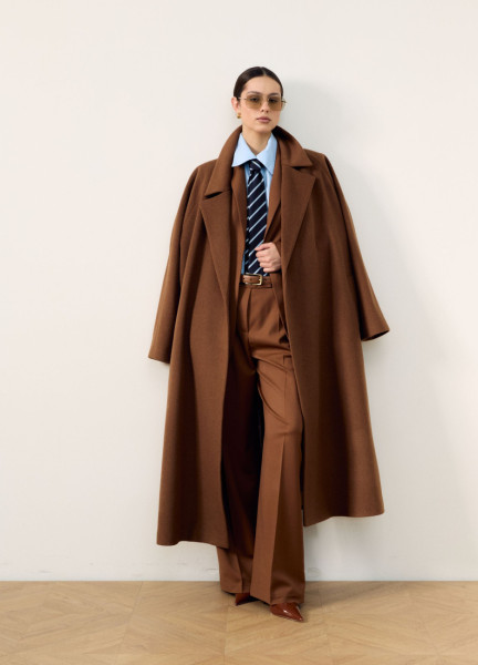 Пальто на запах из 100% шерсти